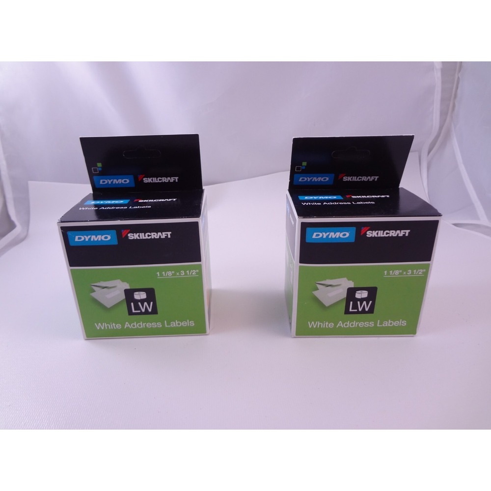 DYMO White Address Labels 2 Rolls of 350 #30252 NEW ‎ 1 1/8" x 3.5" - Lot of 2